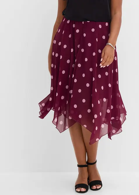 Midiskj&oslash;rt i chiffon med asymmetrisk fald, bonprix