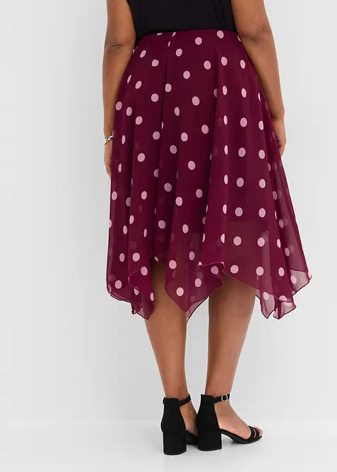 Midiskj&oslash;rt i chiffon med asymmetrisk fald, bonprix