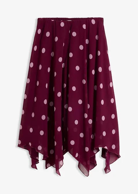 Midiskj&oslash;rt i chiffon med asymmetrisk fald, bonprix