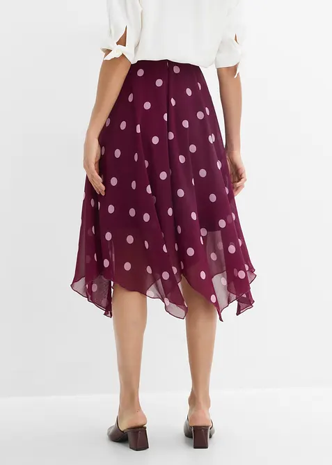Midiskj&oslash;rt i chiffon med asymmetrisk fald, bonprix