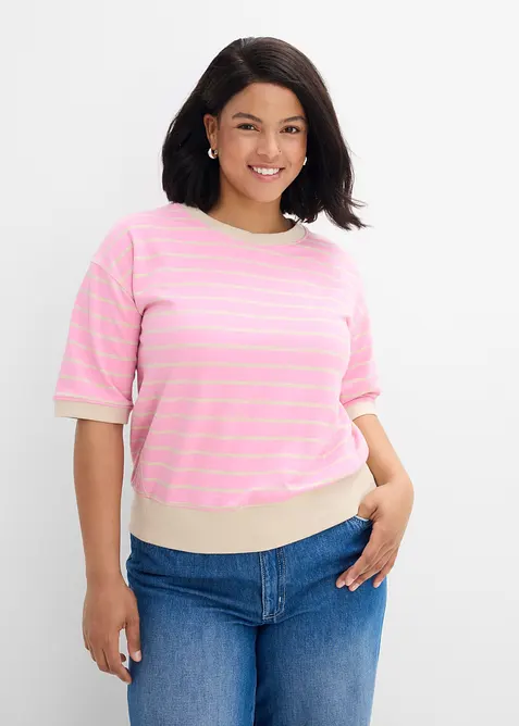 Vid sweatshirt i bomullsmiks, bonprix