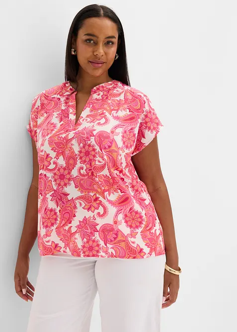 Kortermet bluse i lett sateng, bonprix