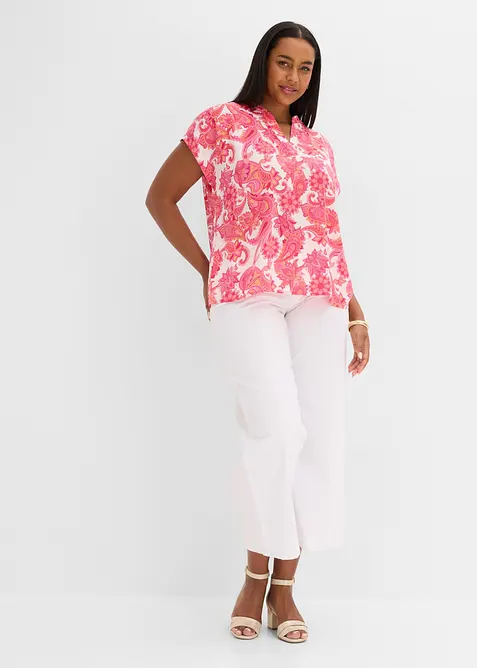 Kortermet bluse i lett sateng, bonprix