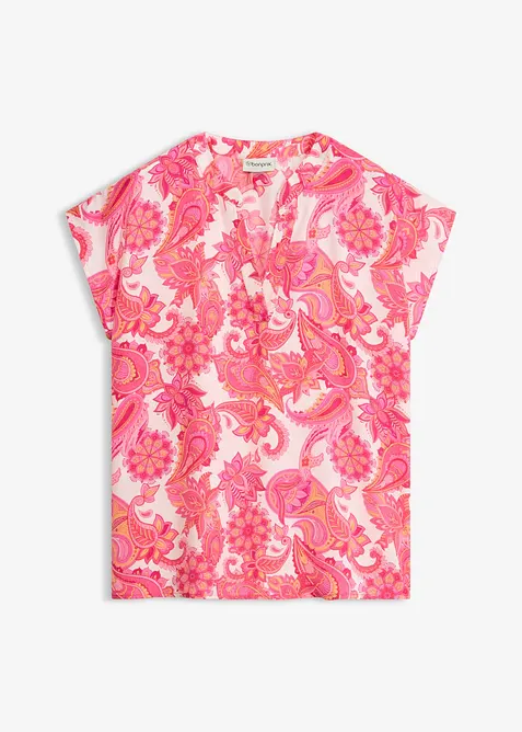 Kortermet bluse i lett sateng, bonprix