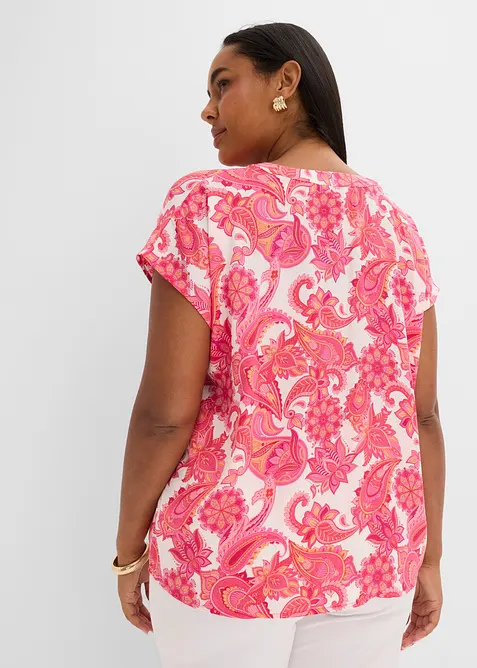 Kortermet bluse i lett sateng, bonprix