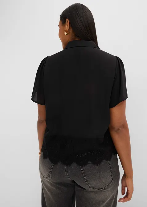 Bluse med blonder, bonprix