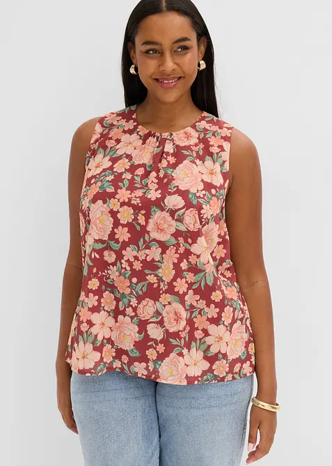 Ermel&oslash;s topp i chiffon, bonprix