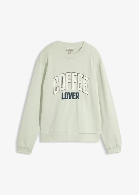 Sweatshirt i 100% &oslash;kologisk bomull med puff trykk, bonprix