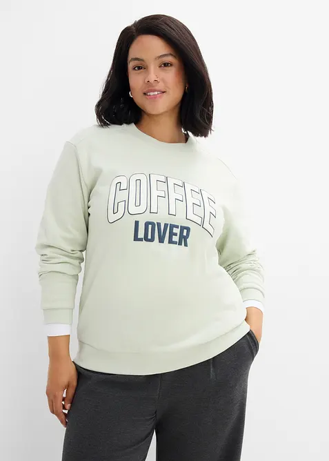 Sweatshirt i 100% &oslash;kologisk bomull med puff trykk, bonprix