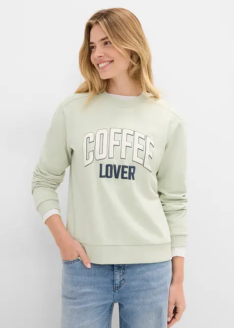Sweatshirt i 100% &oslash;kologisk bomull med puff trykk, bonprix