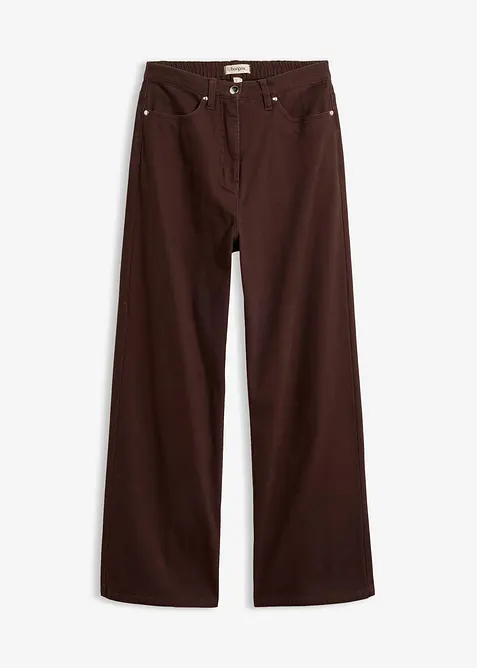 Wide leg twillbukse med h&oslash;y midje, bonprix