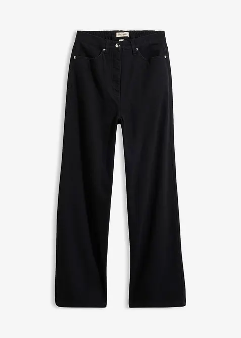 Wide leg twillbukse med h&oslash;y midje, bonprix