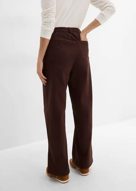 Wide leg twillbukse med h&oslash;y midje, bonprix