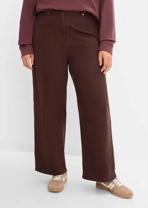 High waist twillbukse i bomullsmiks, bonprix