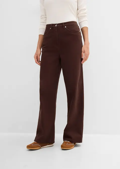 Wide leg twillbukse med h&oslash;y midje, bonprix