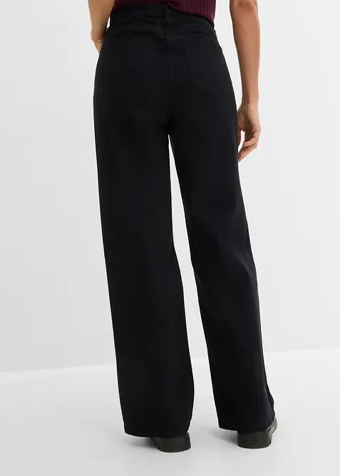 Wide leg twillbukse med h&oslash;y midje, bonprix