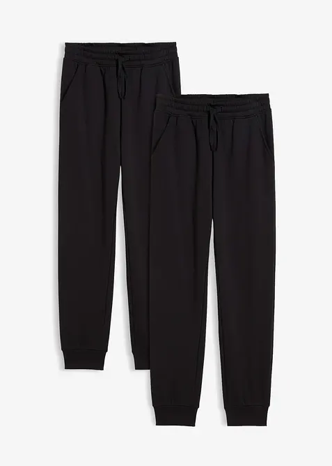 Joggebukse i myk bomullsmiks (2-pack), bonprix