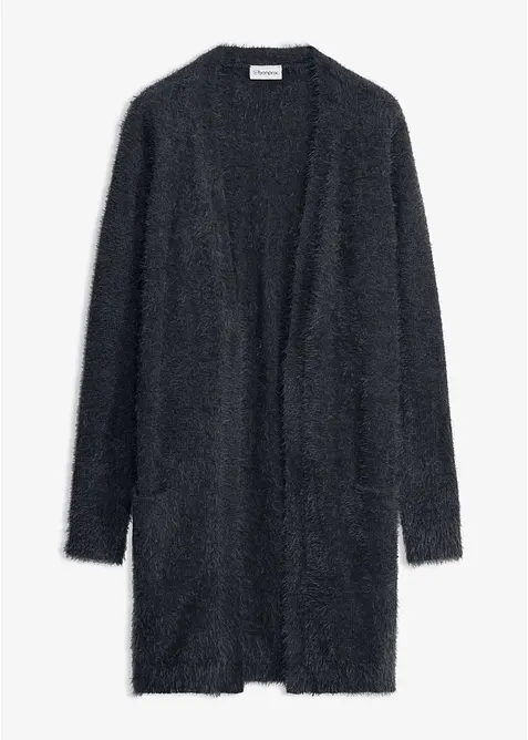 Lang strikkejakke i  fluffy stil, bonprix