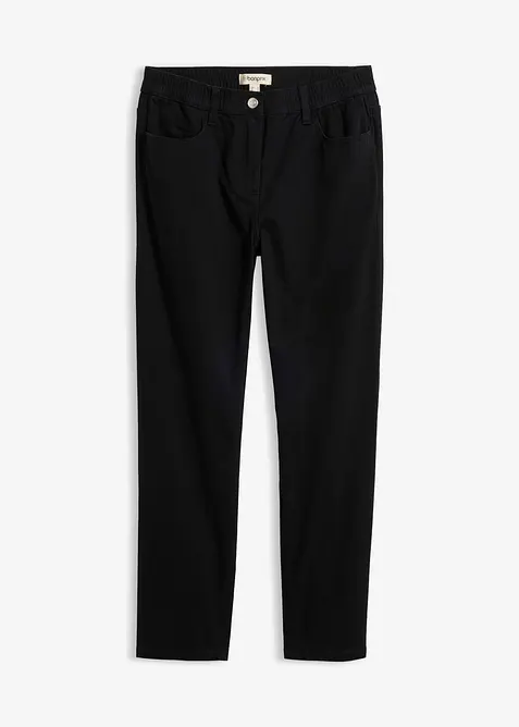 High waist twillbukse i bomullsmiks, bonprix