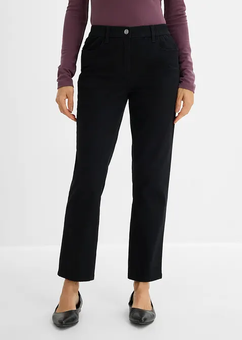 High waist twillbukse i bomullsmiks, bonprix