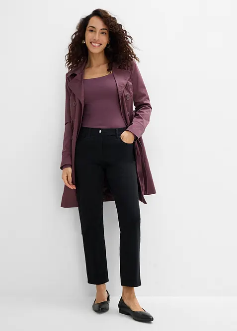 High waist twillbukse i bomullsmiks, bonprix