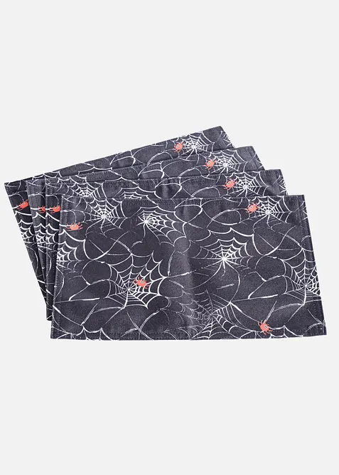 Sett med bordbrikker med Halloween-m&oslash;nster (4-pack), bonprix