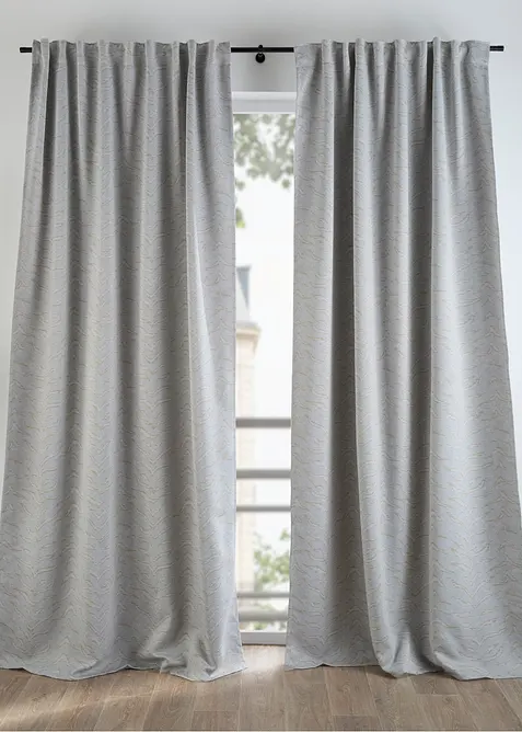 M&oslash;rkleggingsgardin med diskr&eacute; trykk (1-pack), bonprix