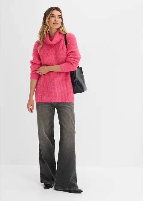 Oversized genser med rullekrage, bonprix