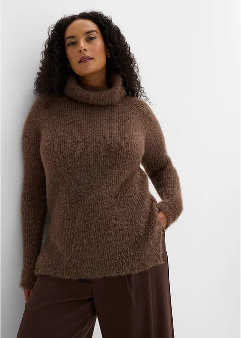 Oversized genser med rullekrage, bonprix