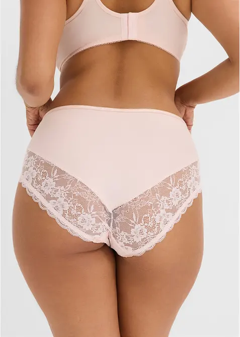 Truse med h&oslash;y midje og nydelige blonder (2-pack), bonprix