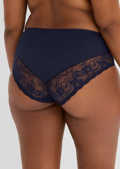 Truse med h&oslash;y midje og nydelige blonder (2-pack), bonprix