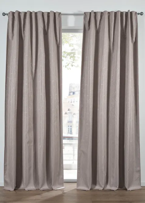 Jacquardvevd m&oslash;rkleggingsgardin med lett glans (1-pack), bonprix