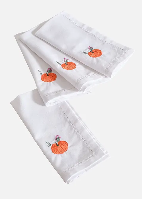 T&oslash;yservietter i &oslash;kologisk bomull med broderi (4-pack), bonprix