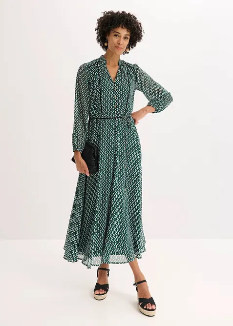 Chiffonkjole med kontrastpiping, bonprix
