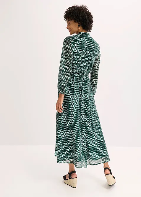 Chiffonkjole med kontrastpiping, bonprix