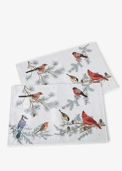Bordbrikkesett med vinterfugler (2-pack), bonprix
