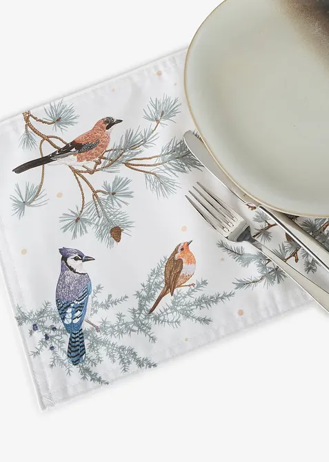 Bordbrikkesett med vinterfugler (2-pack), bonprix