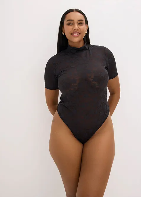 Stringbody i mykt stoff, bonprix