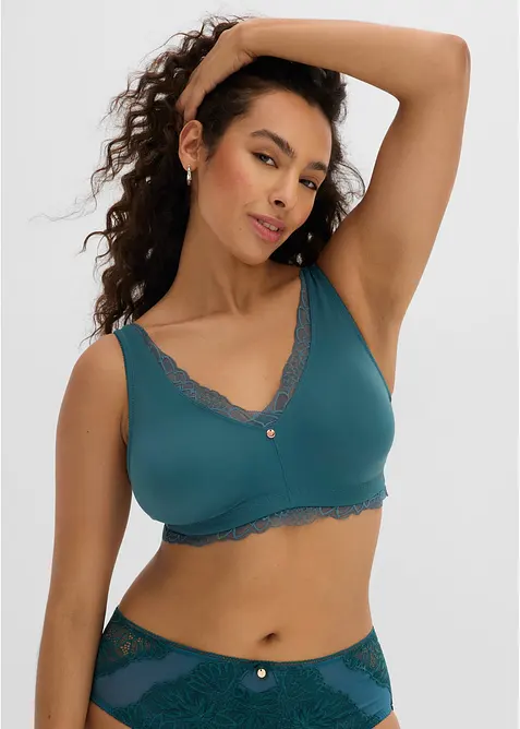 Minimizer-bralette uten b&oslash;yle med delikat blonde, bonprix
