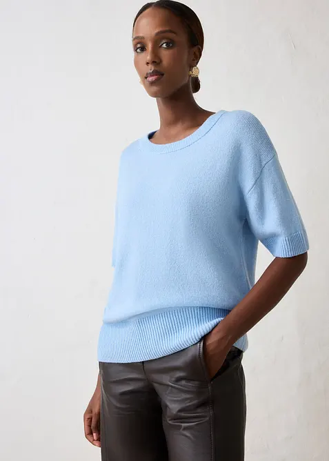 Oversized kortermet genser med h&oslash;y ullandel, bonprix