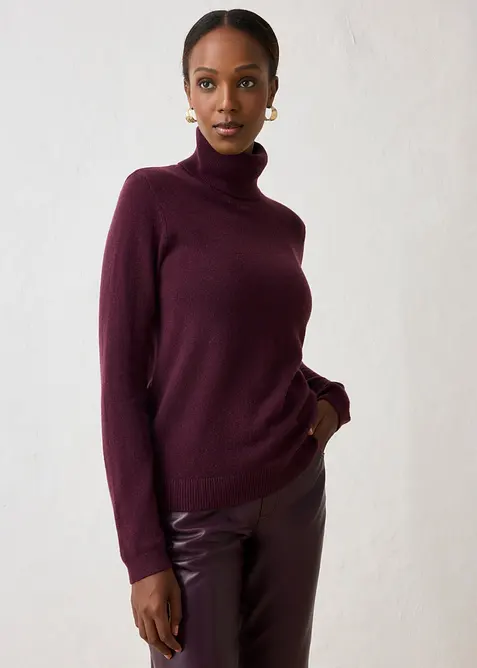 Genser i myk kasjmirmiks med Good Cashmere Standard&reg; og rullekrage, bonprix