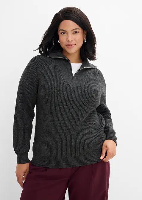 Half-zip-genser i myk viskosemiks, bonprix