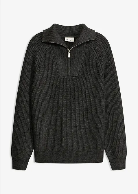 Half-zip-genser i myk viskosemiks, bonprix