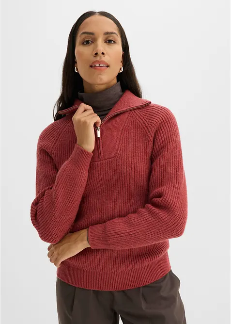 Half-zip-genser i myk viskosemiks, bonprix