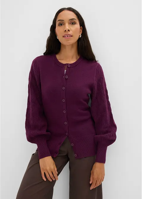 Cardigan med hullm&oslash;nster, bonprix