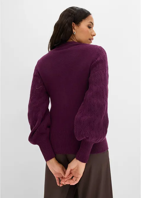 Cardigan med hullm&oslash;nster, bonprix