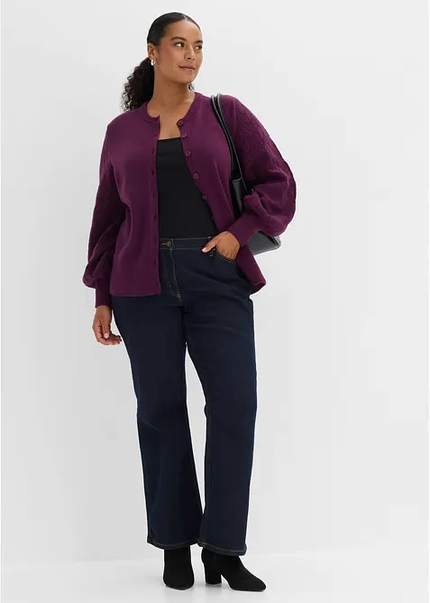 Cardigan med hullm&oslash;nster, bonprix