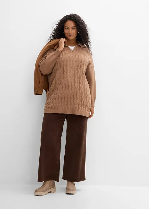 Kabelstrikket, oversized genser, bonprix