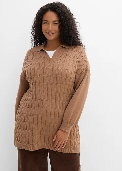 Kabelstrikket, oversized genser, bonprix