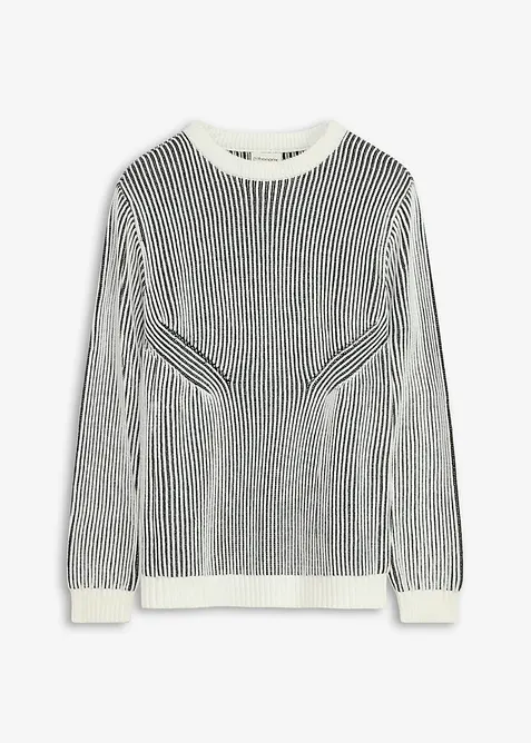 Ribbet genser av bomullsmiks, Loose Fit, bonprix